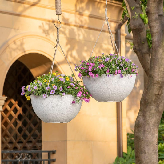 2 Hanging Planters for Outdoor Plants - 13 Inch