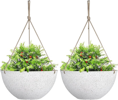 2 Hanging Planters for Outdoor Plants - 13 Inch