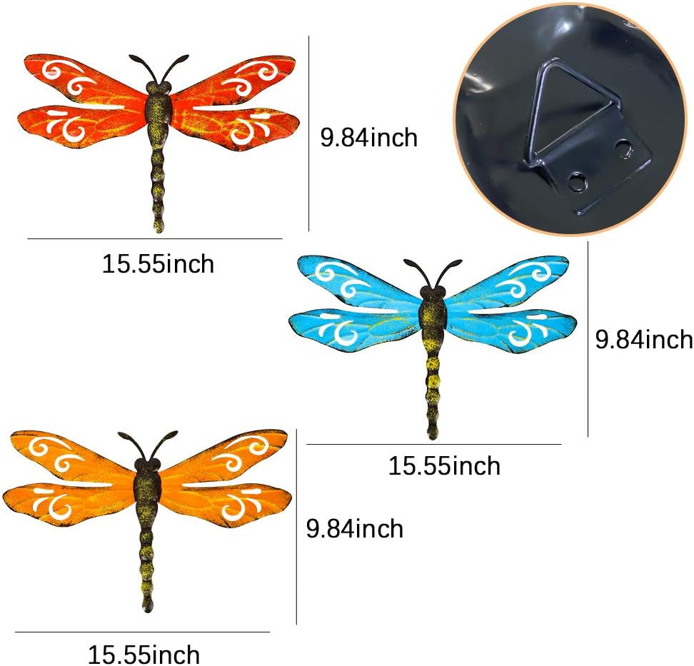 Metal Dragonfly Outdoor Decor - 3 Pack